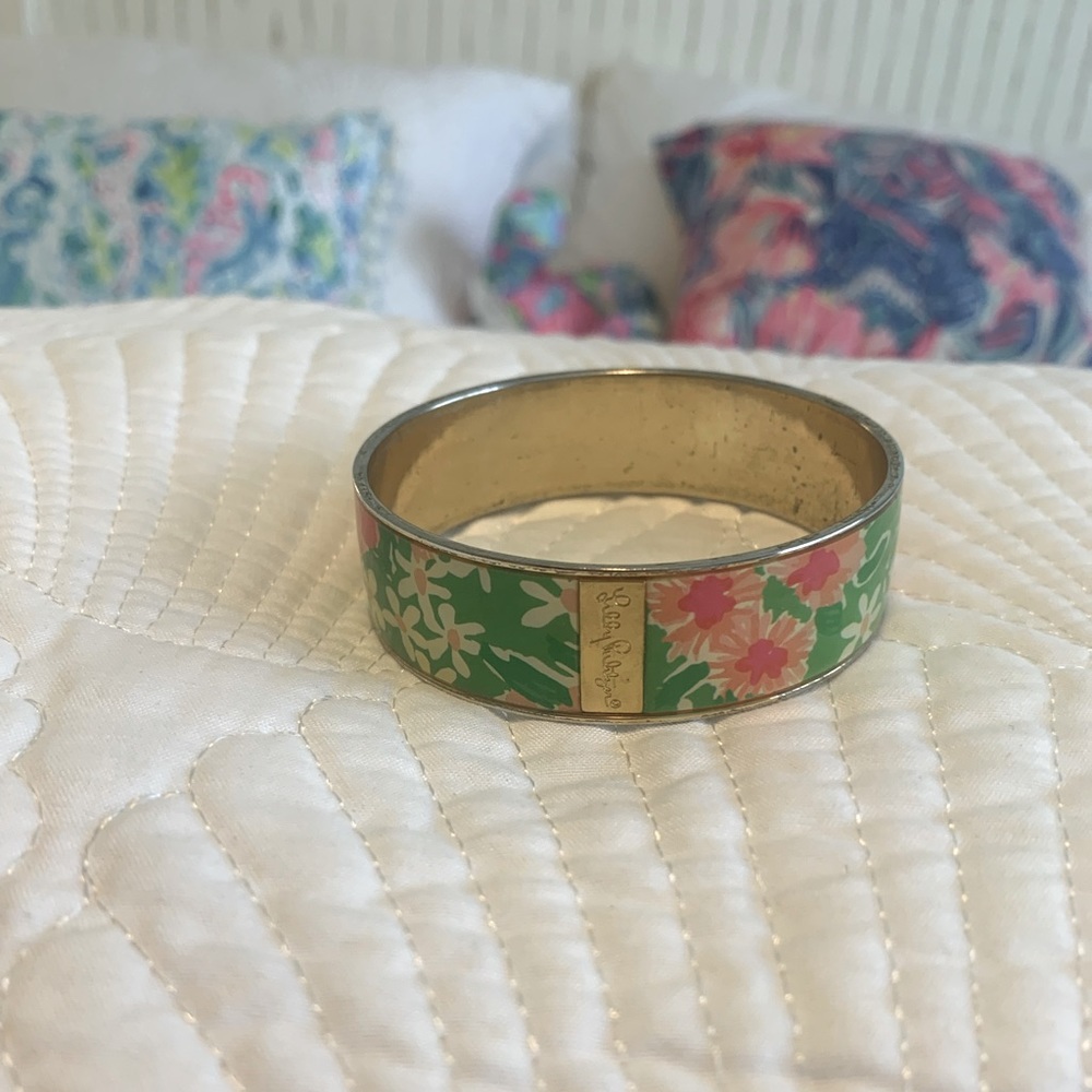 Lilly Pulitzer Bracelet floral green pink Bangle